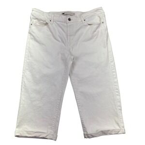 Levi's Cropped Denim Capri Pants White Cuffed‎ Hem Women's Size 14 Fits 34"